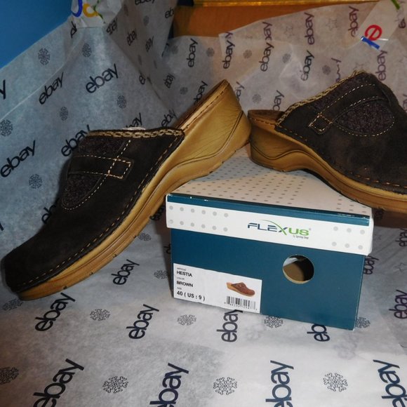 SALE! - NEW 9M FLEXUS BY SPRING STEP BROWN SUEDE HESTIA CLOG NEW IN BOX - Picture 5 of 8